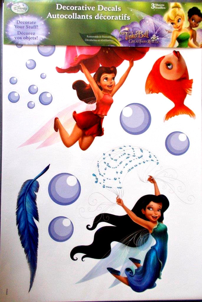 DISNEY FAIRIES Tinkerbell & Friends 48 REMOVABLE WALL STICKERS NEW FREE SHIP
