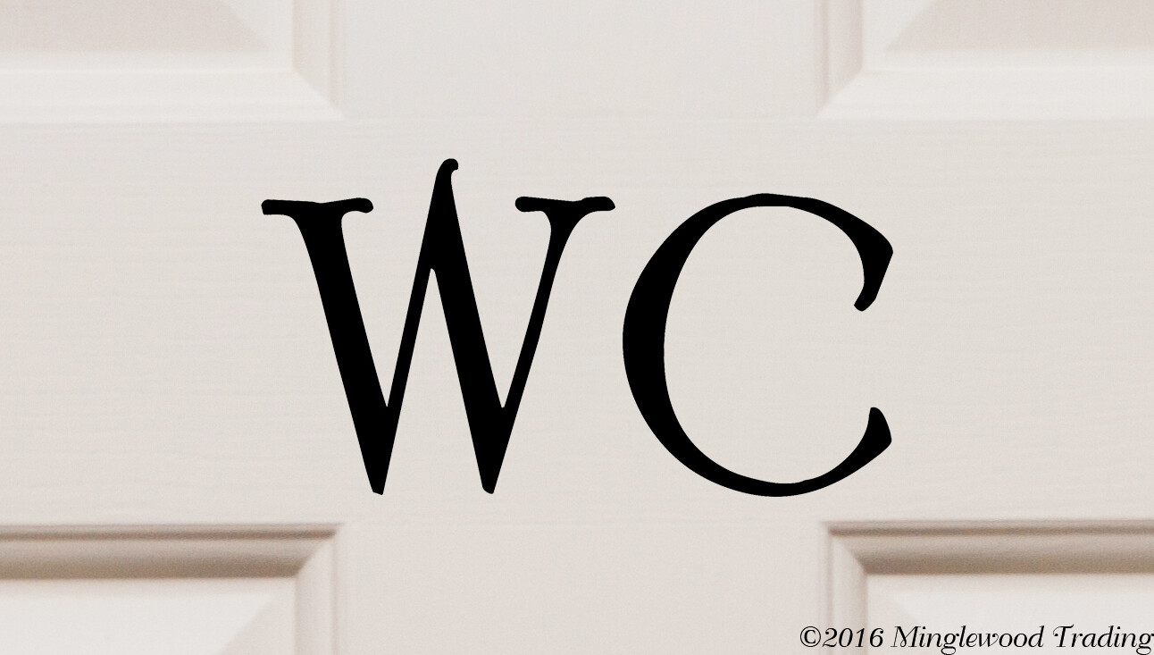 WC Vinyl Decal | Water Closet Bathroom Door Sign | Latrine Loo Die Cut Sticker