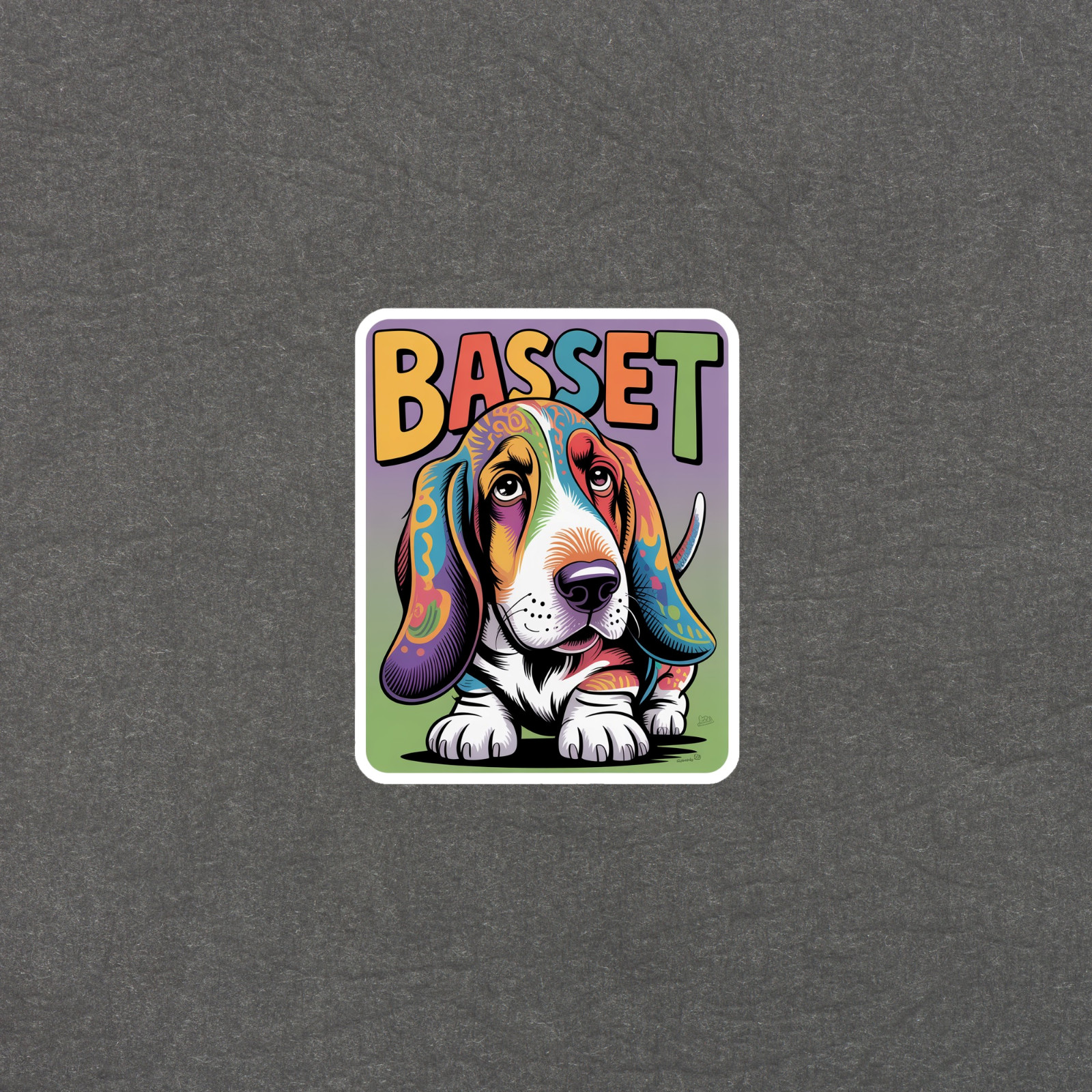 Colorful Basset Hound Pop Art Sticker Decal for Dog Lovers #7136