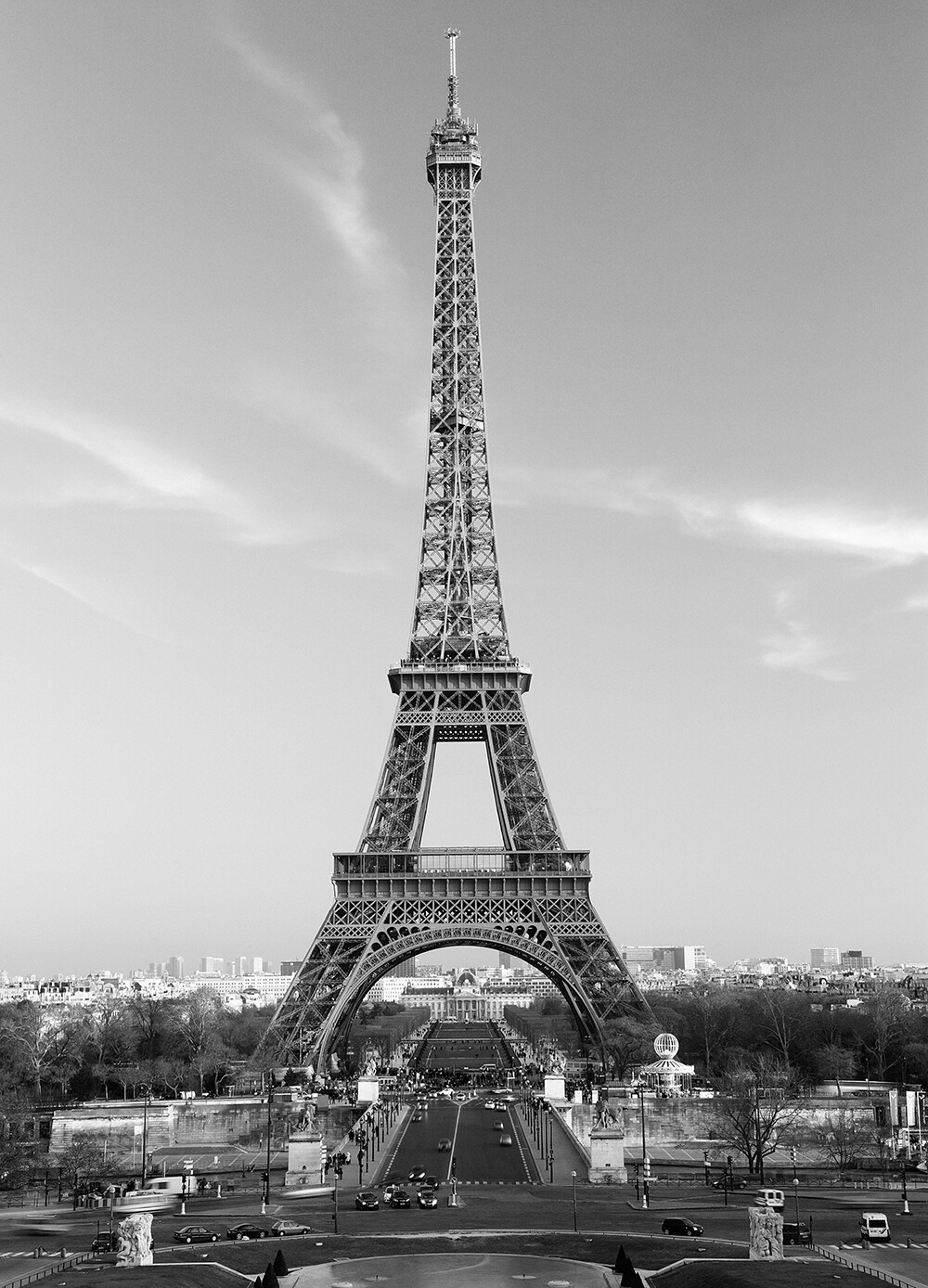 Eiffel Tower Wall Mural 72Wx100H Removable Wallpaper B&W Photo Paris France DIY