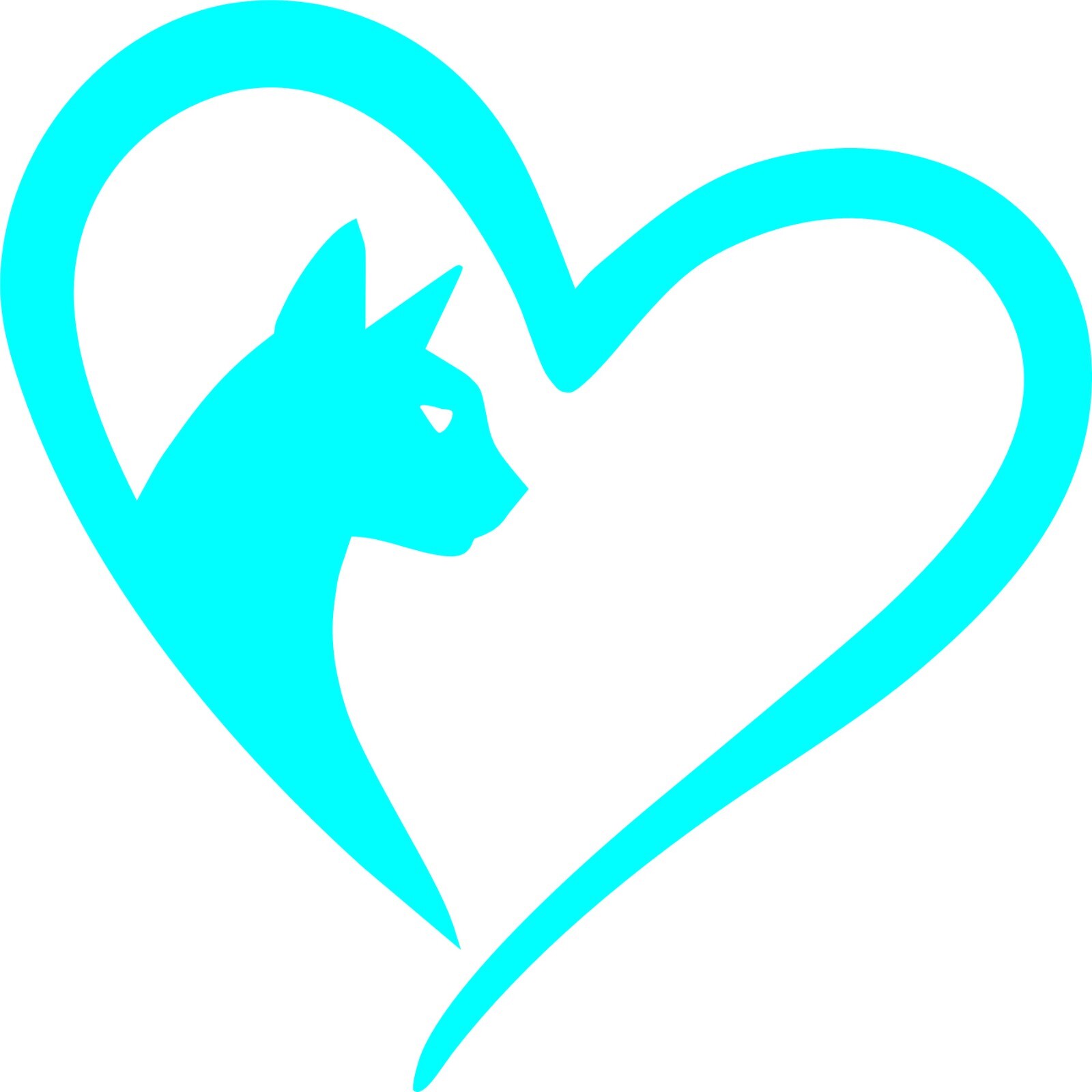 CAT IN A HEART in your choice of color decal 4"in X 4"in
