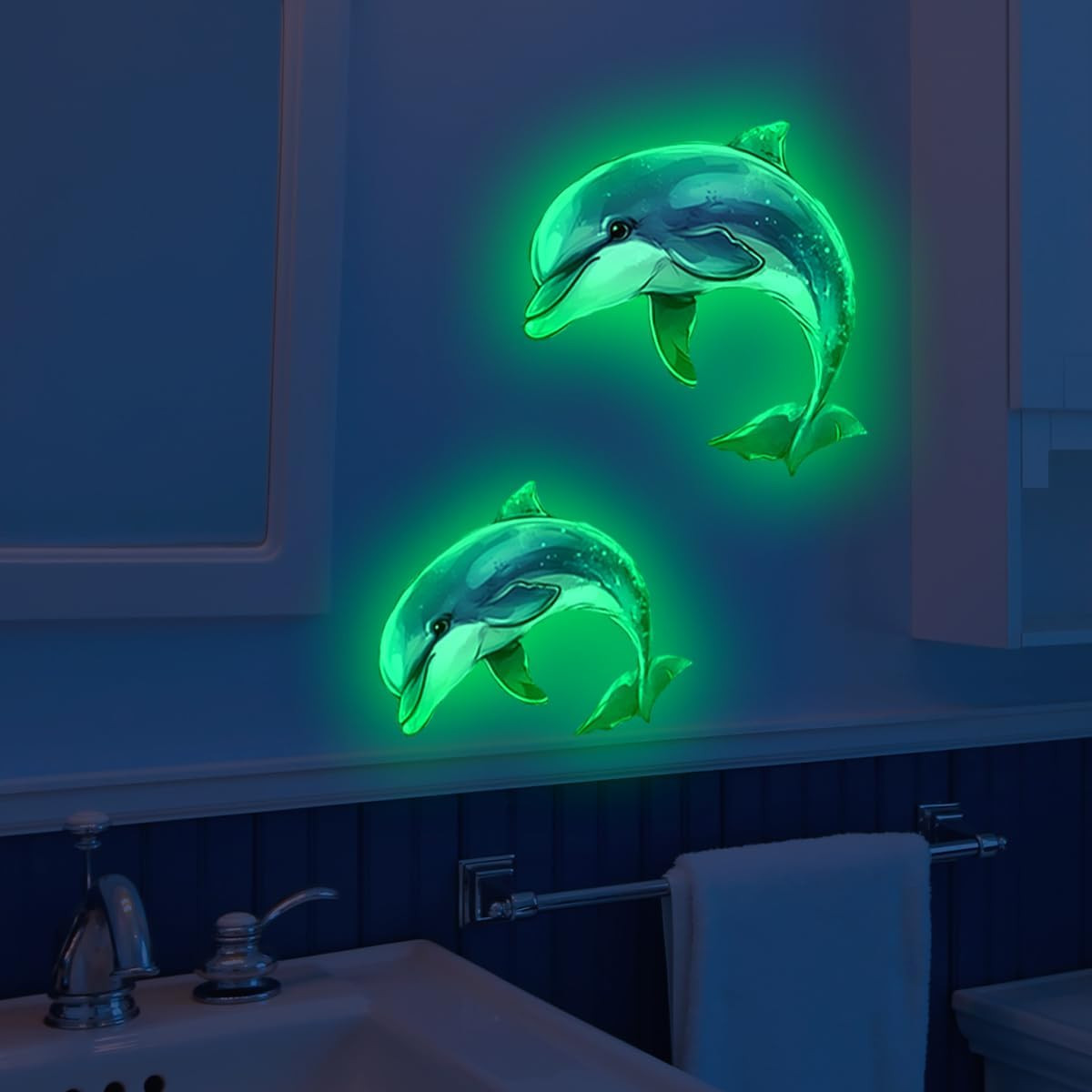 Glow in the Dark Blue Dinosaur Footprint Wall Stickers 2 Sheets