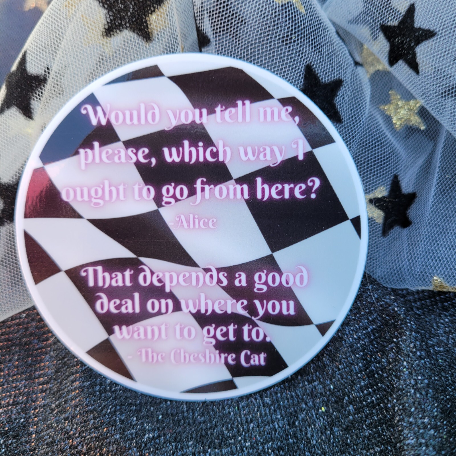 STKR026 Alice in Wonderland Vinyl Sticker -which way I ought to go – Book Quote