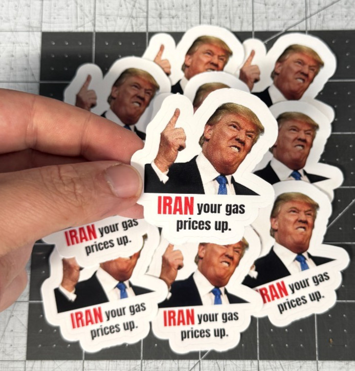 Trump “Iran Prices Up” Sticker 20 Pack Funny Gas Meme Political Decal 2"