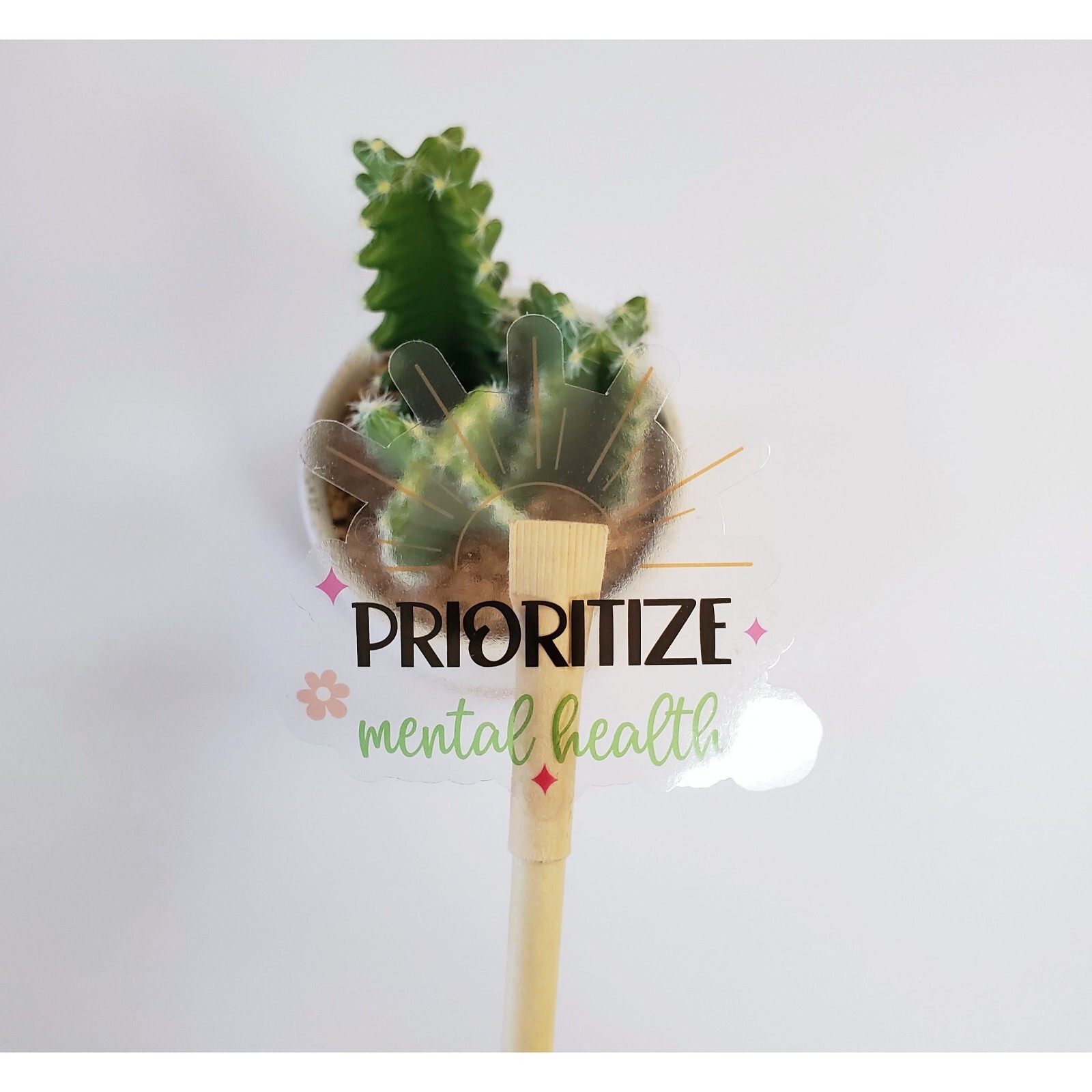 Prioritize Mental Health Vinyl Sticker | Clear Transparent Vinyl