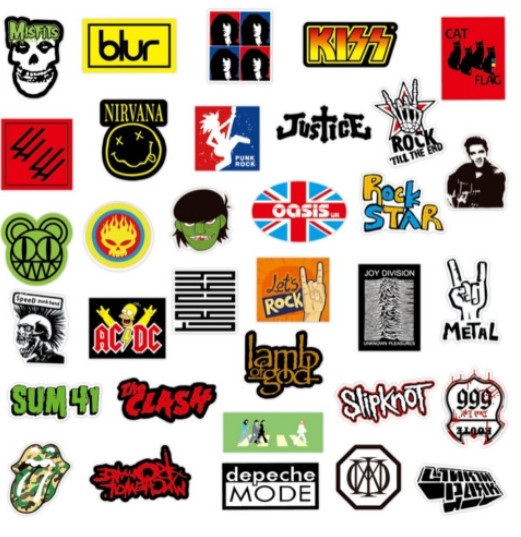 Rock Band Stickers Lot Punk Music Heavy Metal Bands Sticker Decal 100PCS
