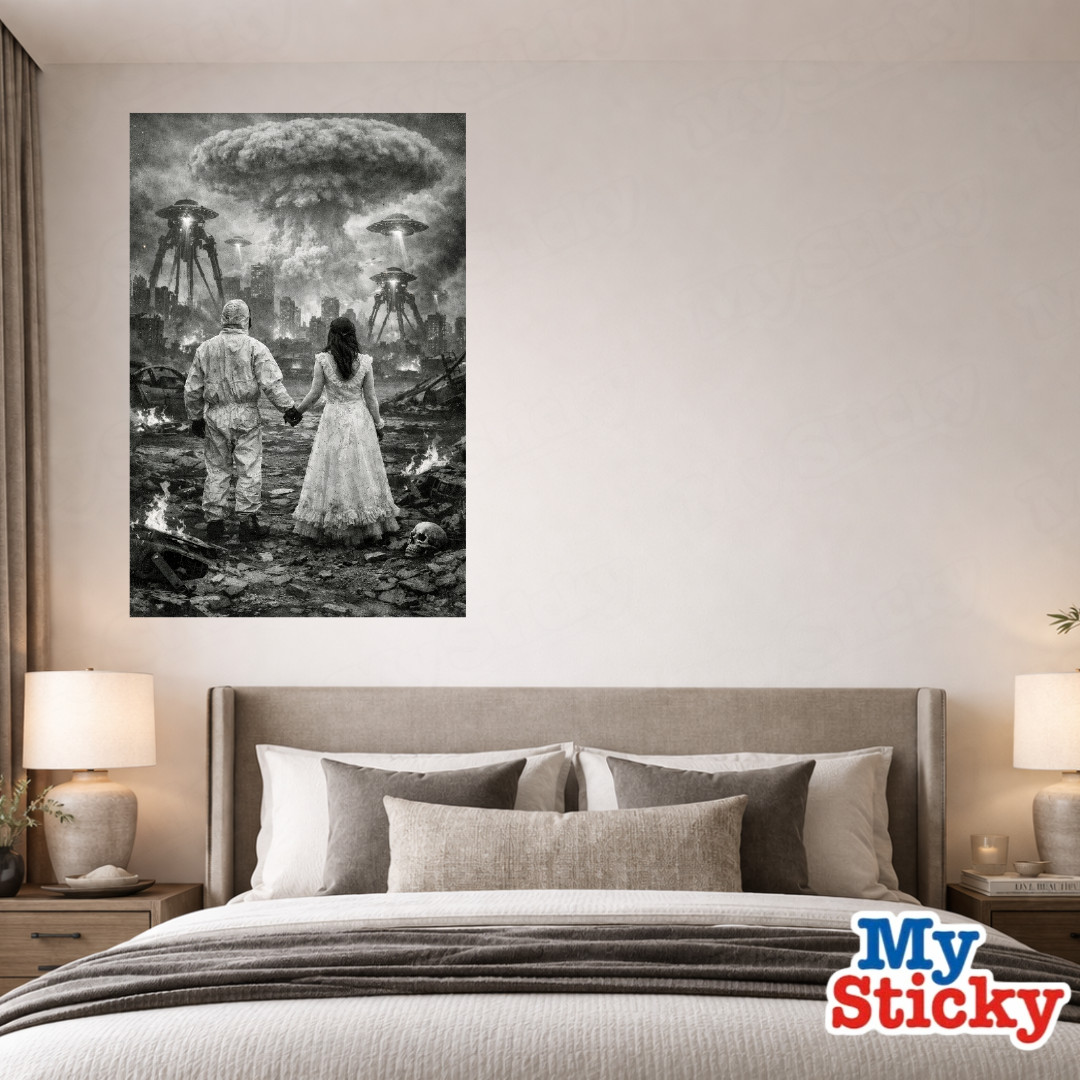 Post Apocalyptic Wedding Couple Removable Vinyl Decal Poster Wall Sticker Decor