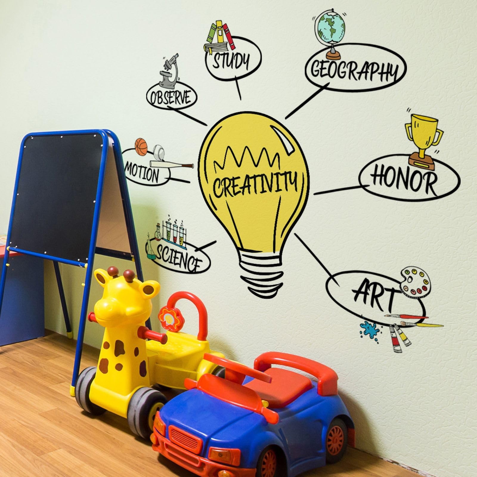 Vibrant Inspirational Quotes Wall Stickers with Bulb and Motivational Words D…