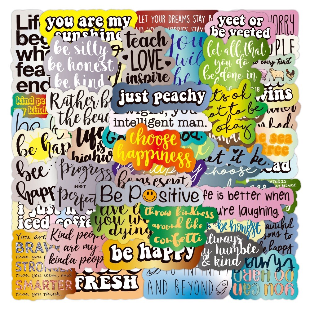 20 Random Inspirational Phrase Stickers Text Decals Laptop Hydro Free Shipping!