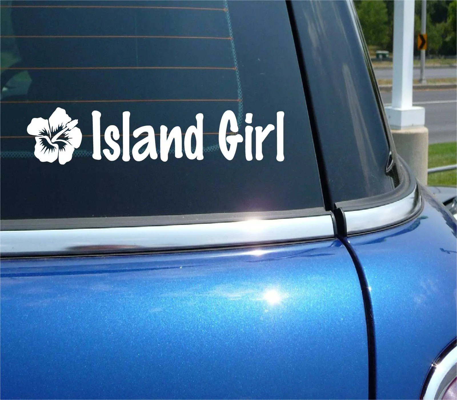 HIBISCUS FLOWER ISLAND GIRL OCEAN BEACH SAND DECAL STICKER FUNNY CAR TRUCK