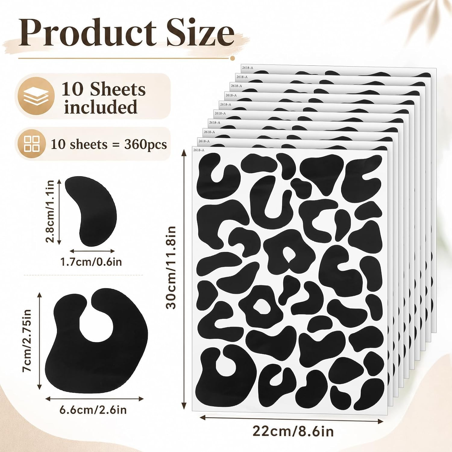 Black Cheetah Animal Print Stickers, 360 Vinyl Decals for DIY Decor