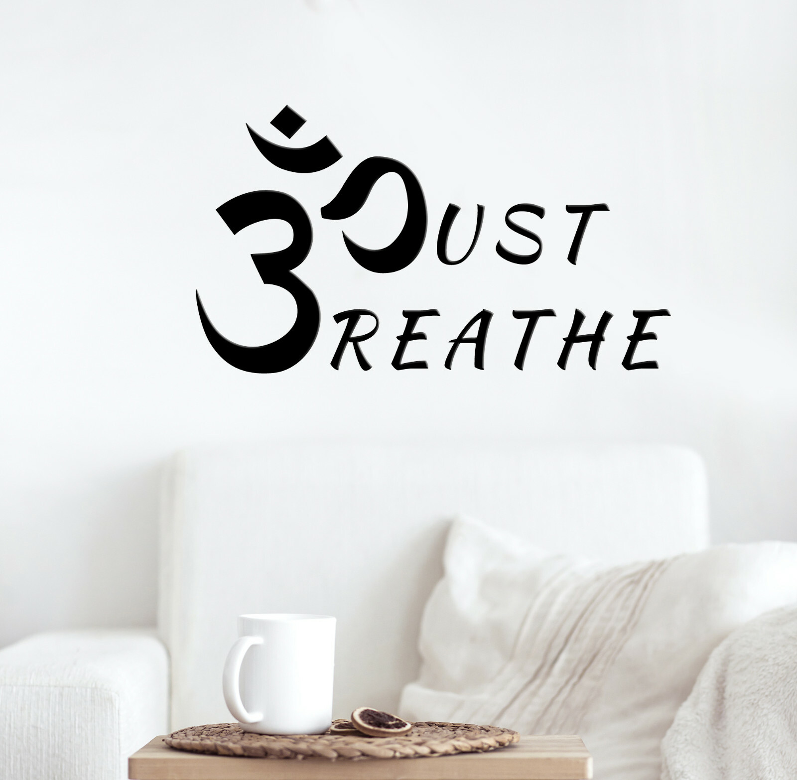 Vinyl Wall Decal Om Just Breathe Yoga Studio Stickers 22.5 in x 13 in gz262