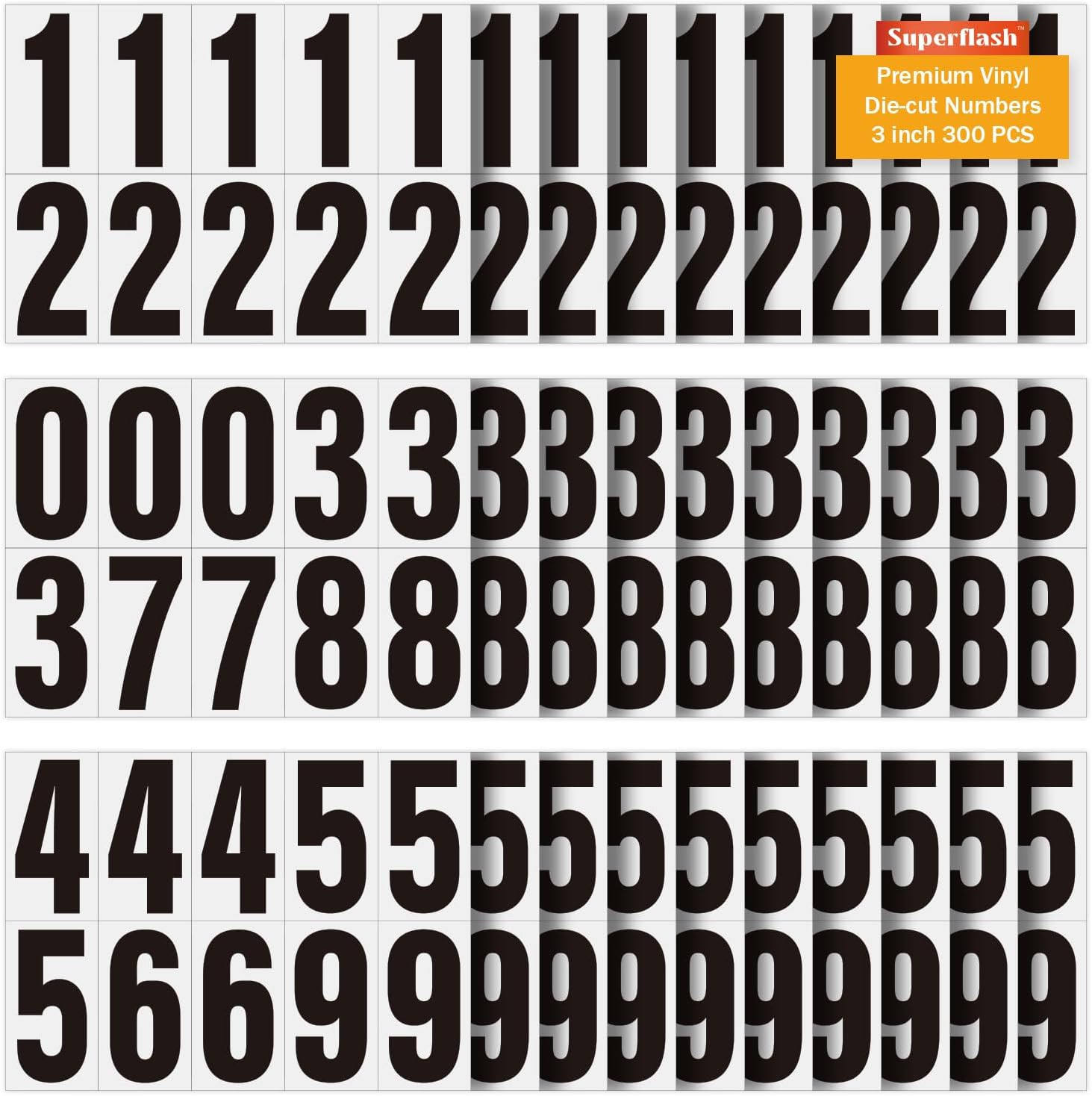 3 Inch Adhesive Numbers for Mailbox, Vinyl Reflective Stickers, Self-Adhesive De