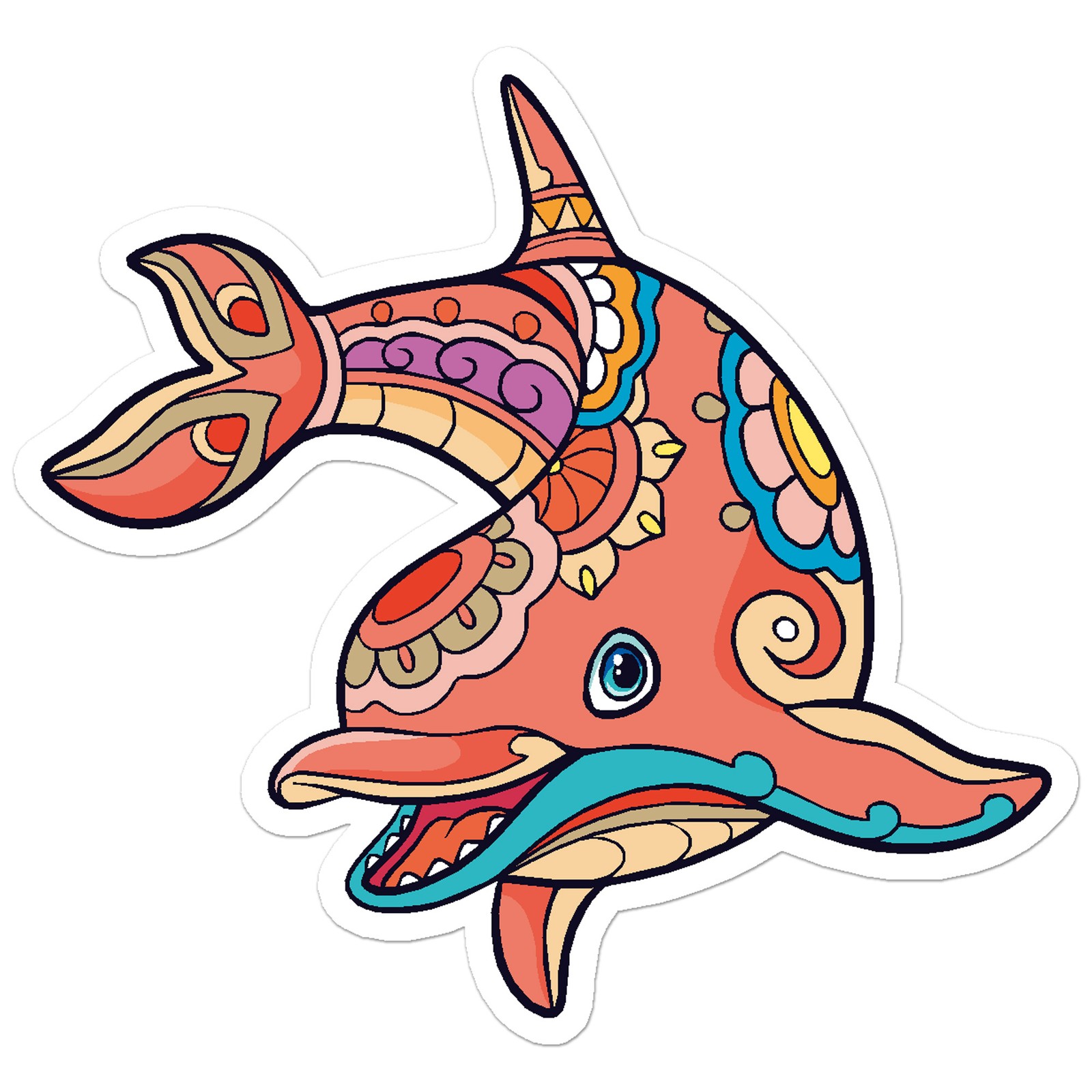Dolphin Flowers – Vinyl Decal Sticker – Car Window Laptop – ebn9761