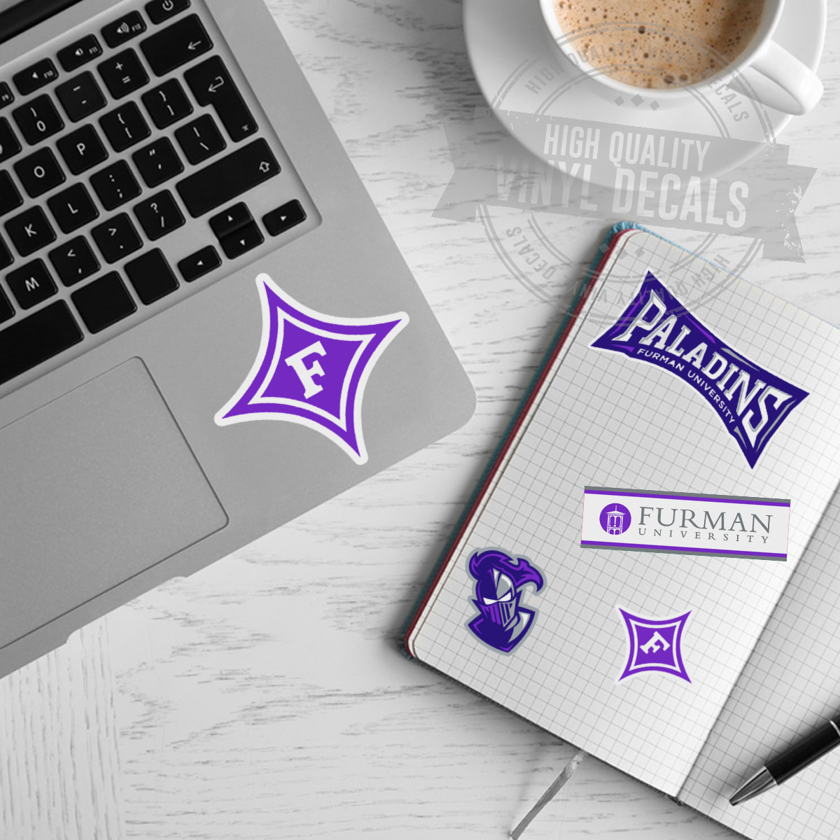 Furman University NCAA Paladins High Quality A4 Printed Vinyl Decal Sticker Kit