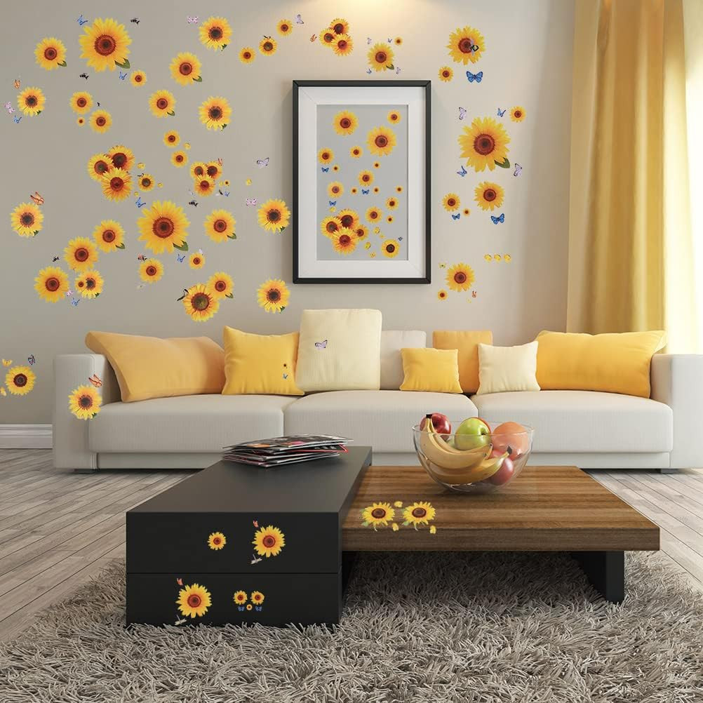 135 Pcs Sunflower Wall Stickers, Removable 3D Waterproof Decorative Decals | 4