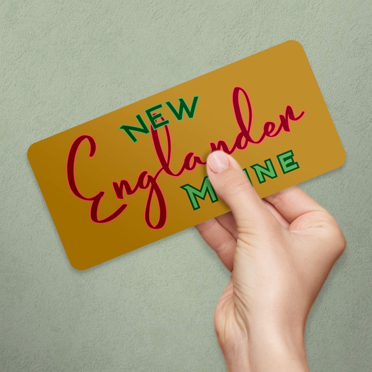 Bumper Sticker, New Englander Tall Script, Large Vinyl Decal, Choose NE State