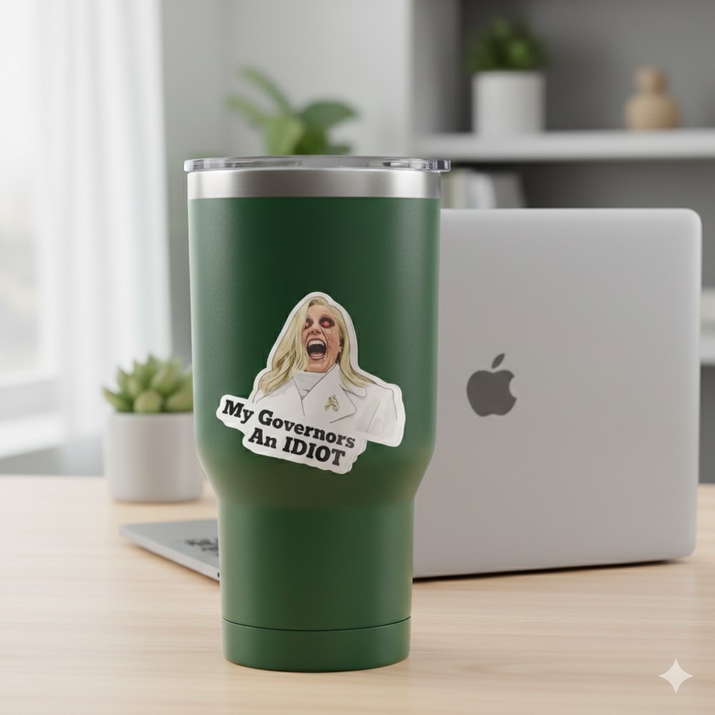 "My Governor Is An Idiot" Vinyl Sticker – Funny Political Satire – 4×3.81 Decal