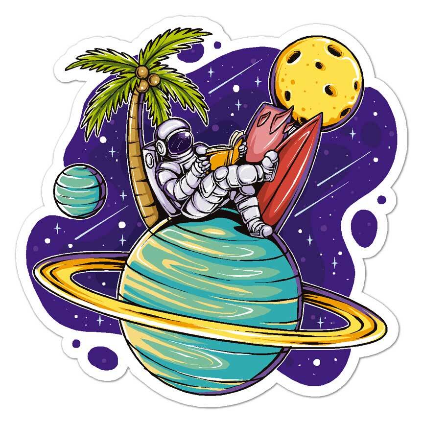 Astronaut Palm Tree, Vinyl Decal Sticker, Indoor Outdoor, 3 Sizes, #7901