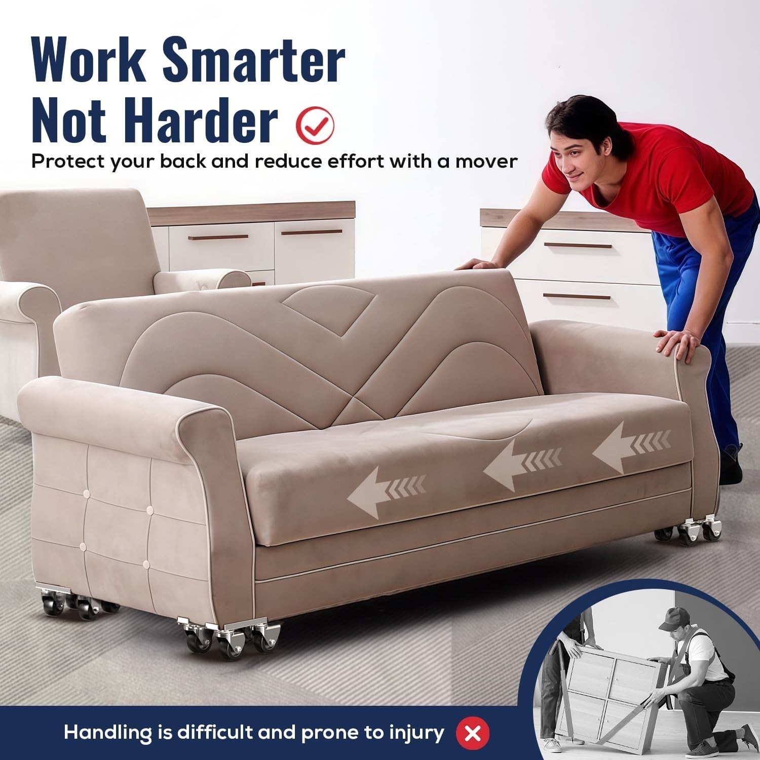 Furniture Moving Dolly with Reinforced Steel Panel Heavy Duty,360°Swivel & Top B