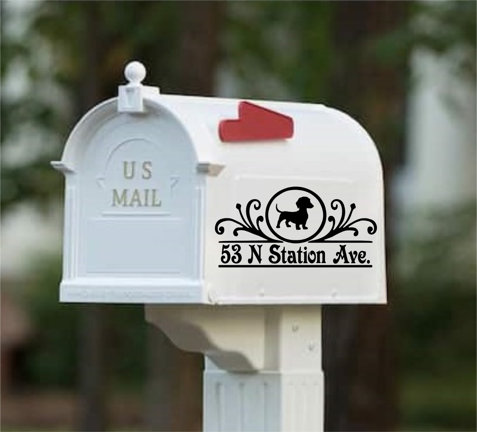 Set of 2 Dachshund Vinyl Decals Personalized with Street Address for Mailbox