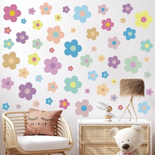12 Sheets Flower Wall Decals Cute Colorful Vinyl Stickers for Girls Kids Room De