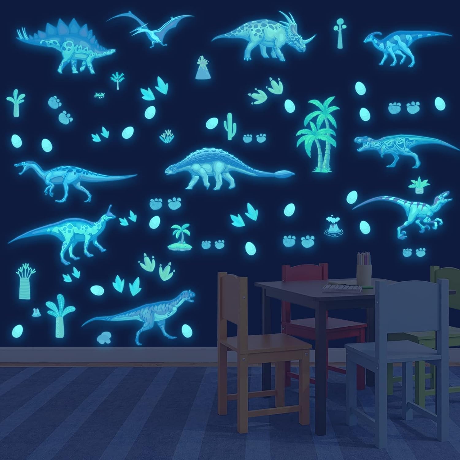 Eco-Friendly Glow Dinosaur Wall Decals – Reusable Stickers for Children’s Rooms