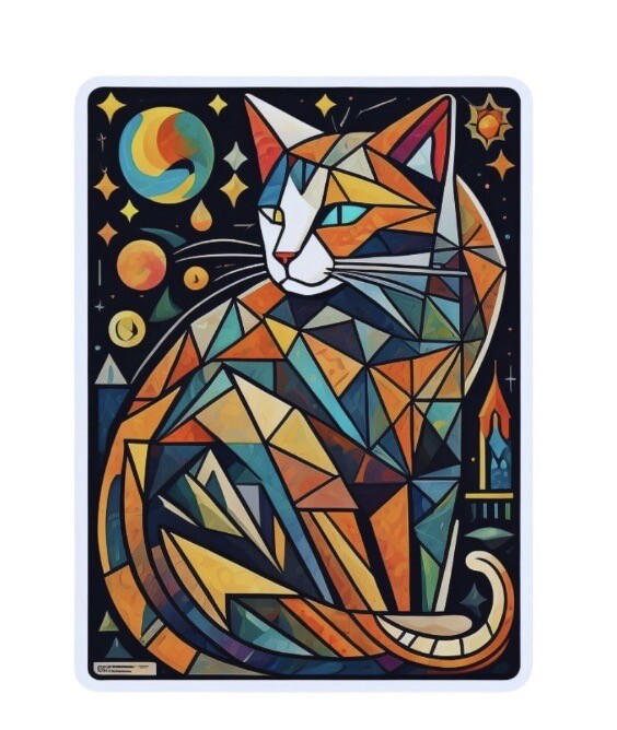 Psychedelic Geometric Cat DIE-CUT Sticker