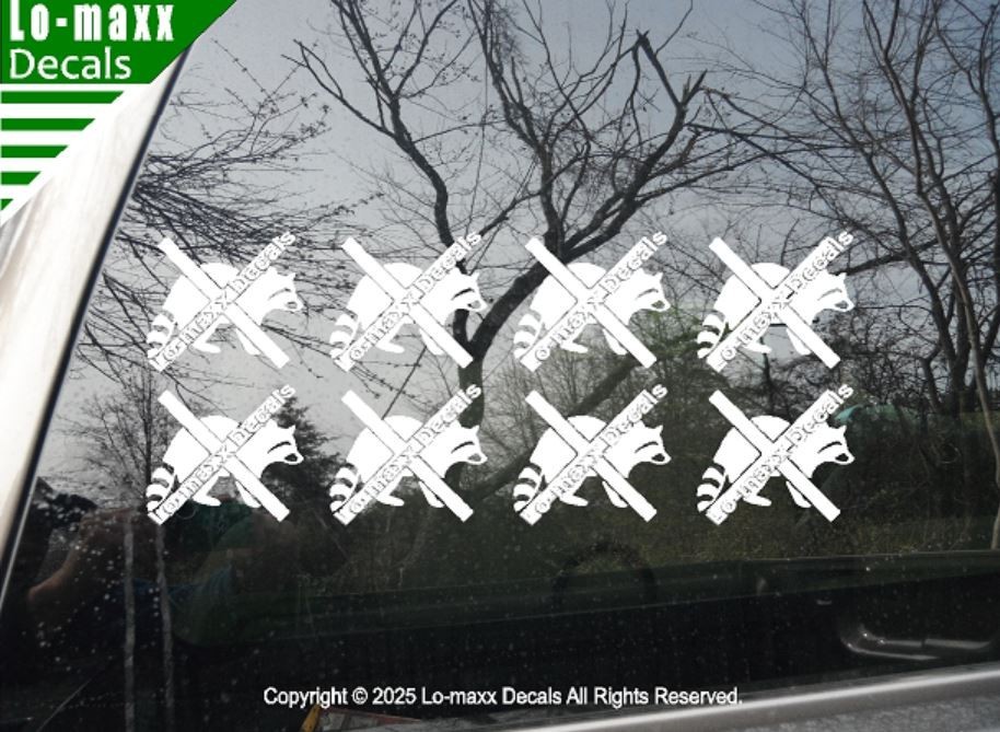 Raccoon Kill Markings Die Cut Vinyl Decal Sticker Car Truck Window Funny Graphic