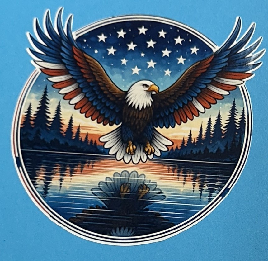 3 inch Patriotic Bald Eagle American Flag Vinyl Sticker USA Eagle Decal