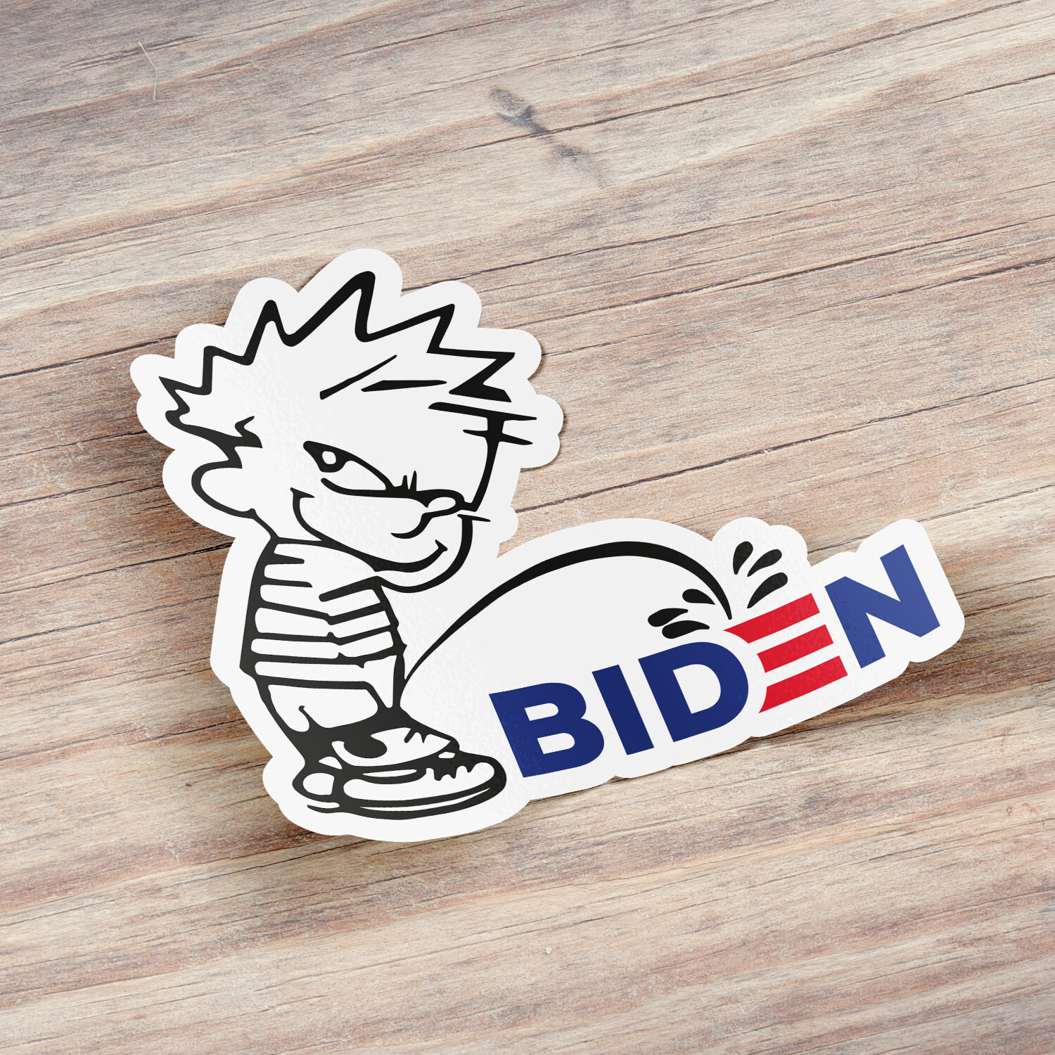 Calvin Peeing On Biden Car Bumper Vinyl Sticker Decal