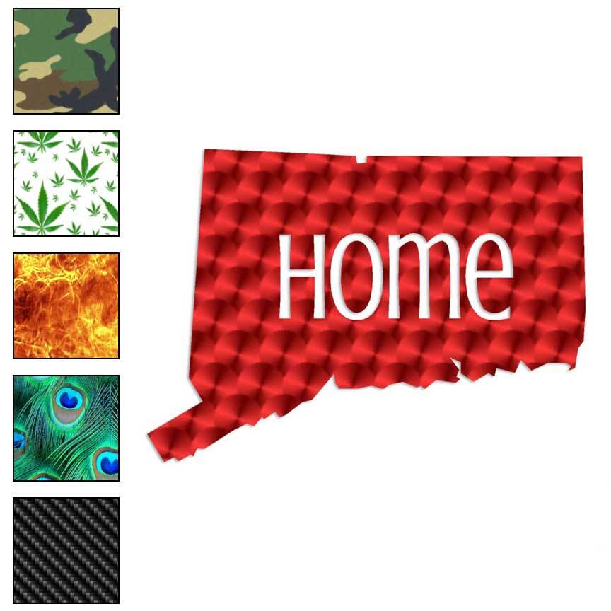 Connecticut Home State, Vinyl Decal Sticker, 40 Patterns & 3 Sizes, #3809
