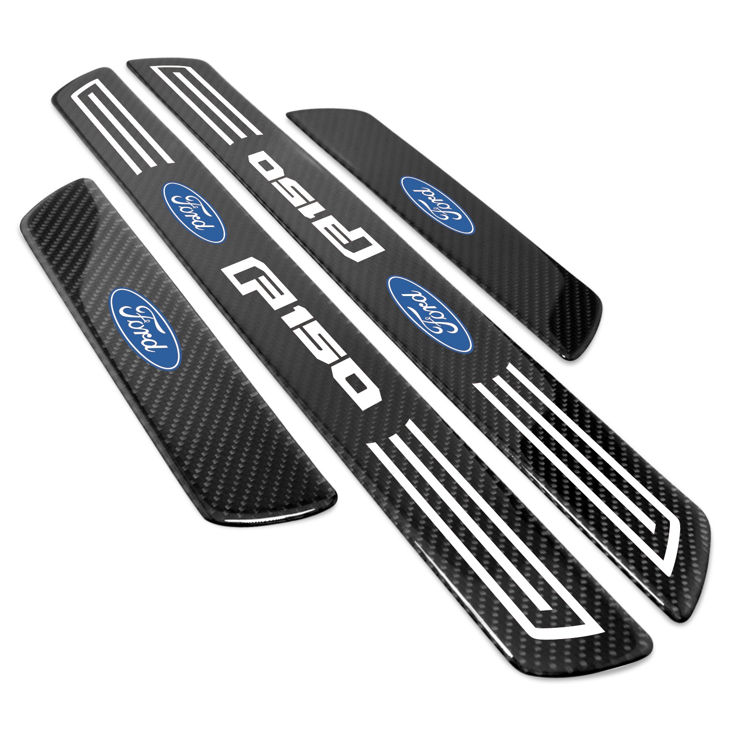 Ford F-150 2015 up X-Large Black Carbon Fiber 4 Pcs Universal Door Sill Plates