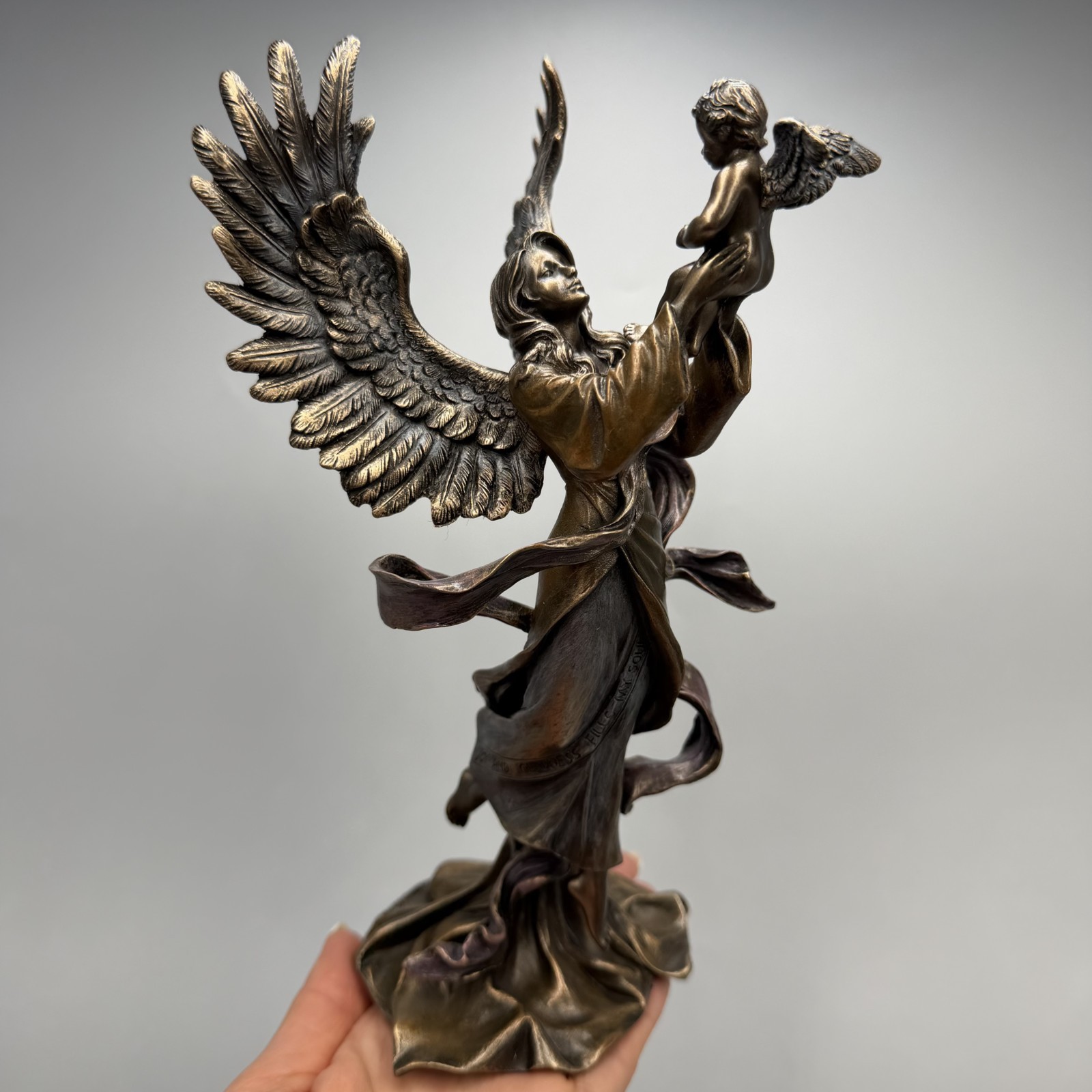 Maat Goddess Figurine Bronze Finish Egyptian Statue Winged Decor 21 cm