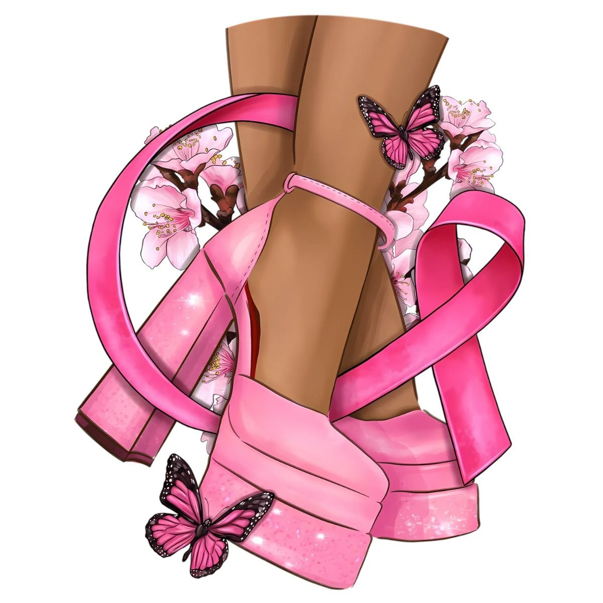 Breast Cancer Heels Sticker Decal Laptop Wall Mirror Cup Tumblr Locker Bin