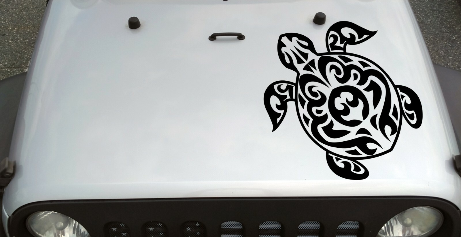 Tribal Sea Turtle Hood Decal | 4×4 Travel Ocean Beach | Vinyl Die Cut Sticker