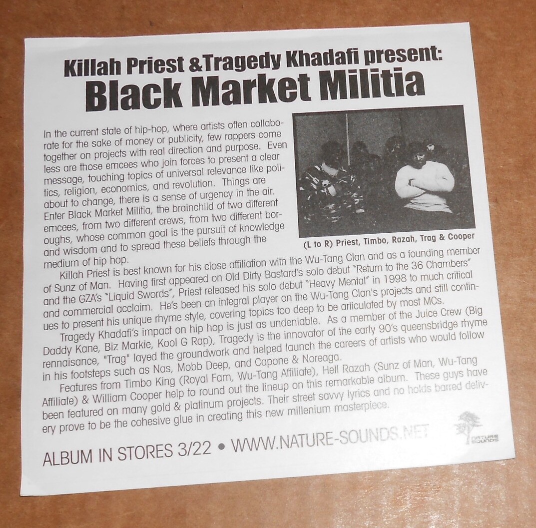 Killah Priest Black Market Malitia Sticker Promo 5×5 RAP