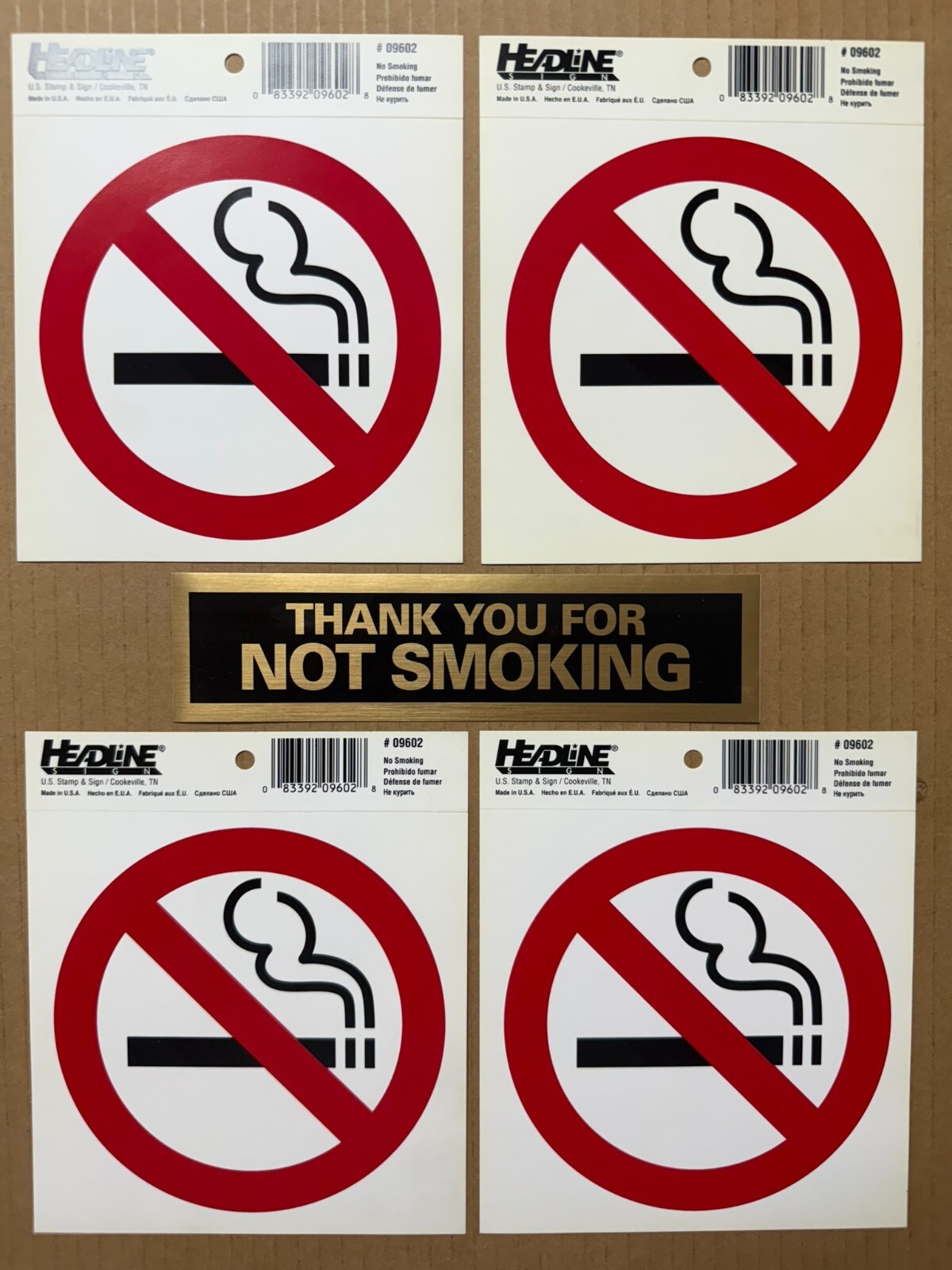 o'o'o . Set of 5 . NO SMOKING STICKERS . . Thank You for Not Smoking Door Plaque