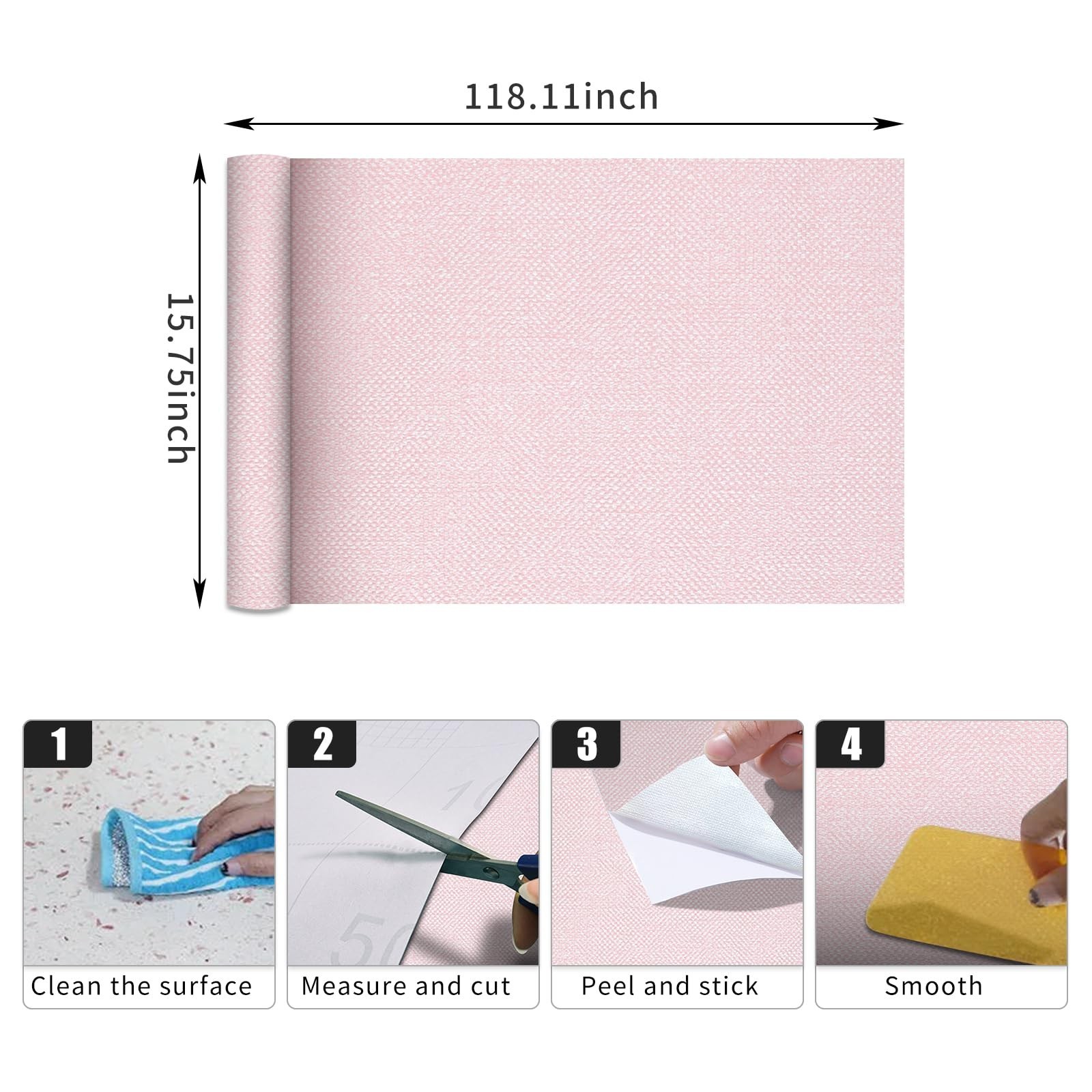 Pink Grasscloth Wallpaper Peel and Stick Textured Contact Paper 15.75inchx118…