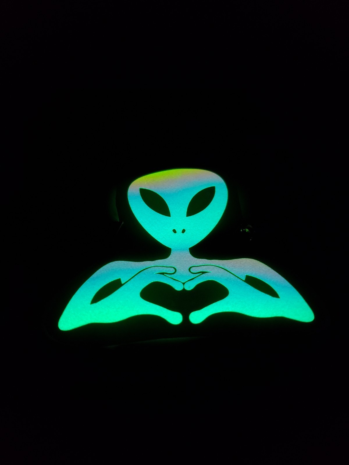 Glow In The Dark Vinyl Decals Heart Symbol Alien Medium Size Lit Studios New