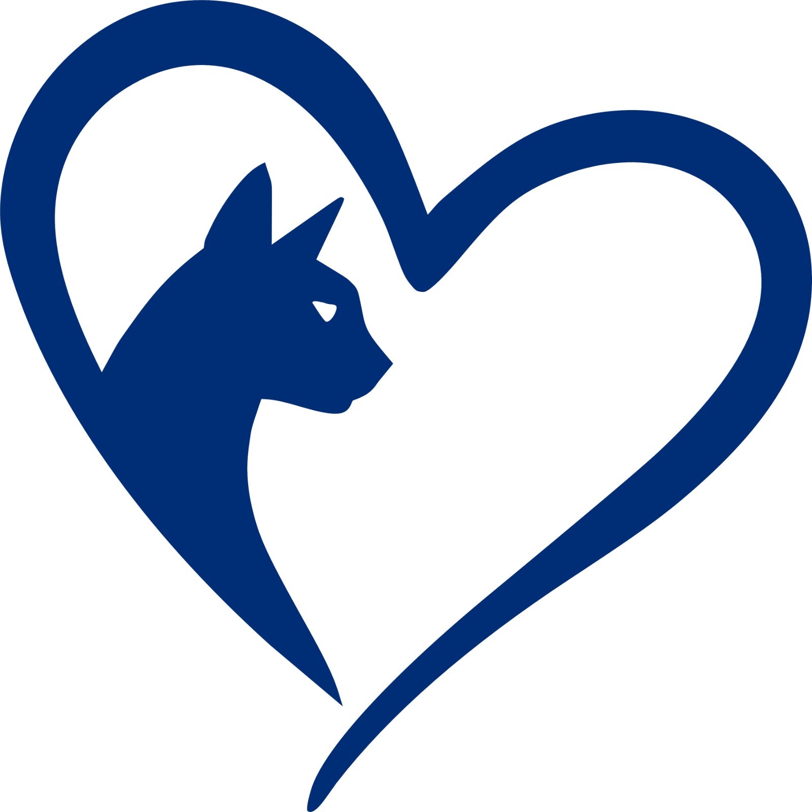 CAT IN A HEART in your choice of color decal 4"in X 4"in