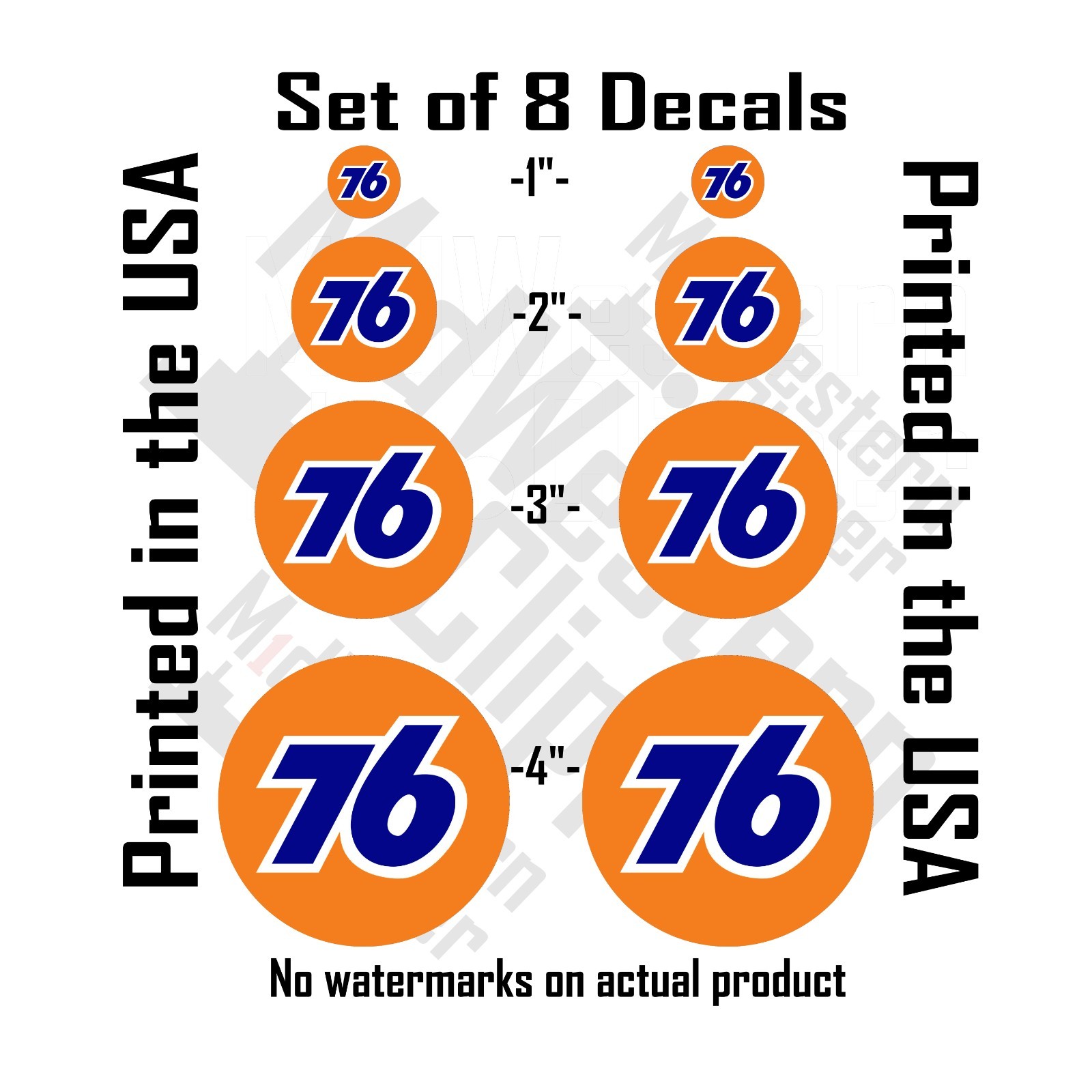 8 Union 76 gas station decal stickers 2×1" 2" 3" 4" included Orange
