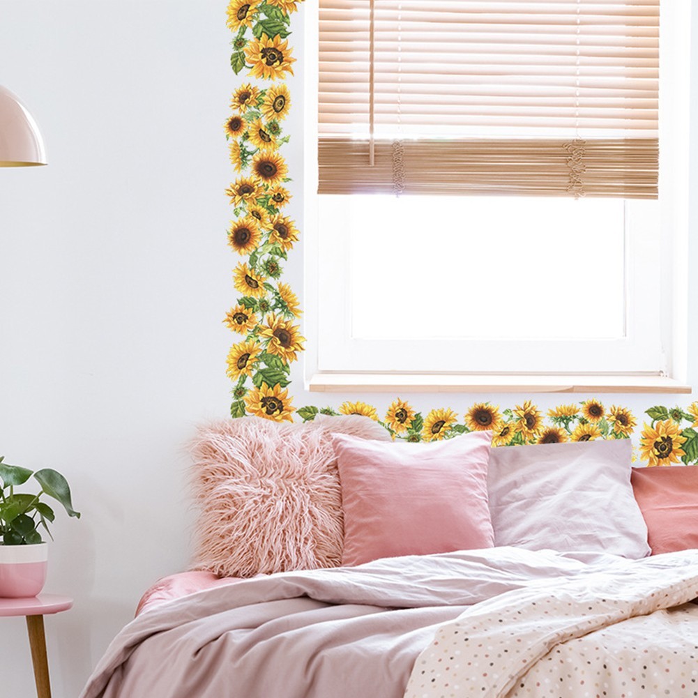 Wall Sticker Sunflower Edge Line 1 Set 5.5*44.8inch Matte Effect Removable