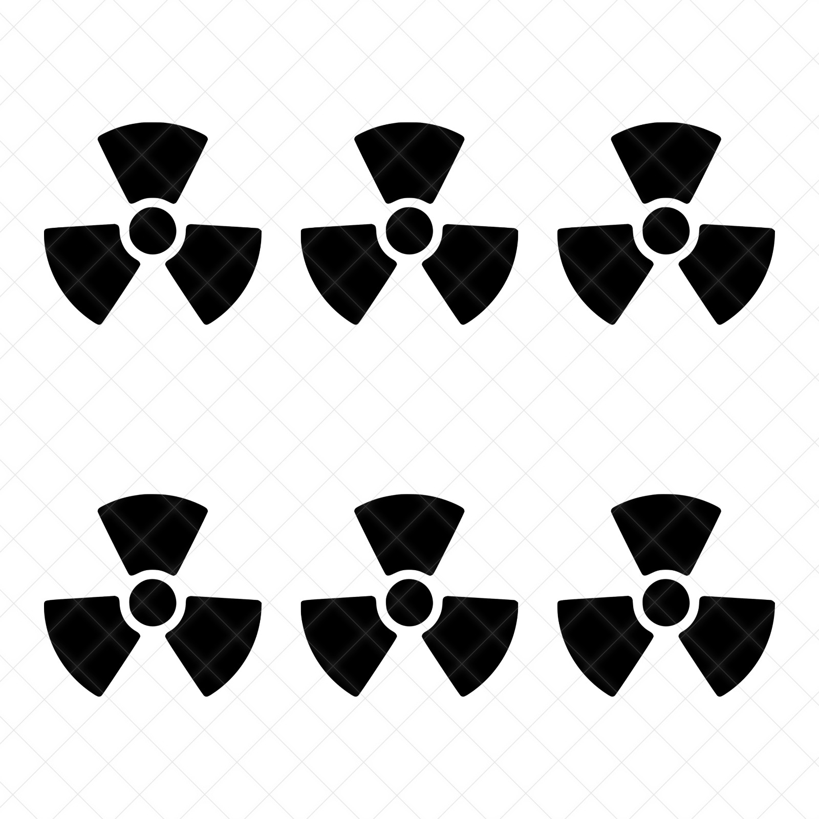 6 Pk – Radioactive Symbol Vinyl Decal – Bold Radiation Hazard Design Sticker