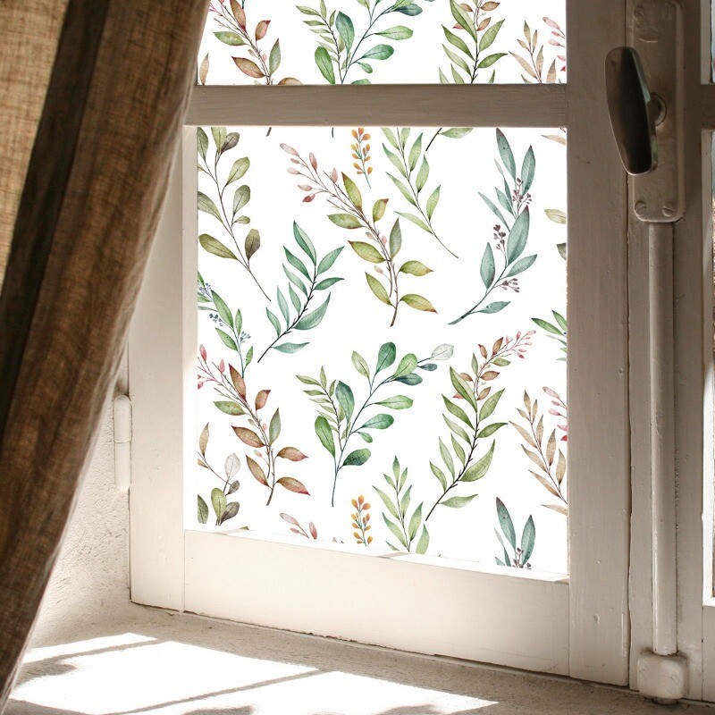 Shading Window Static Sticker Decal Clings Home Decor PVC Leaf Green Country Art