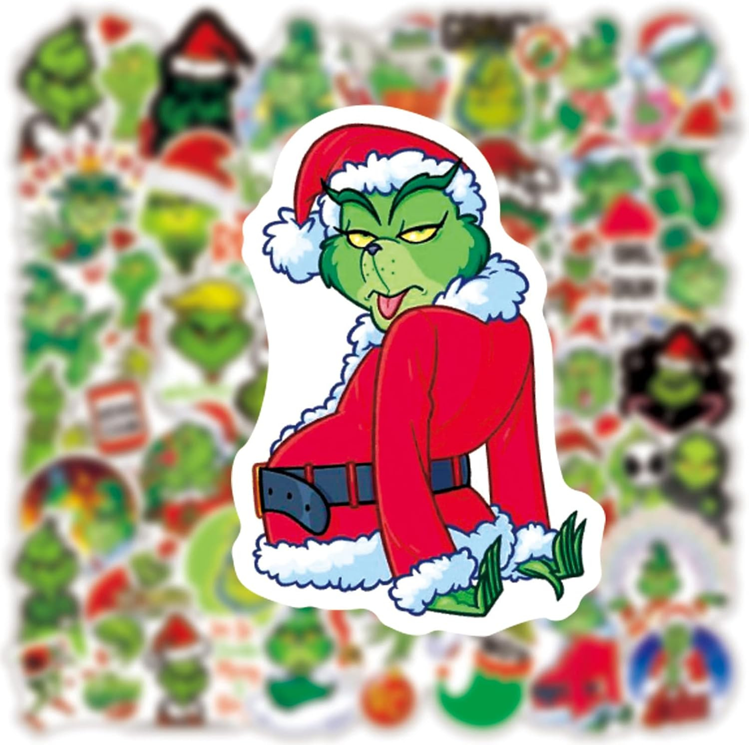 Christmas Theme Grinch Stickers for Kids Teens, 50Pcs Waterproof Vinyl Sticke…