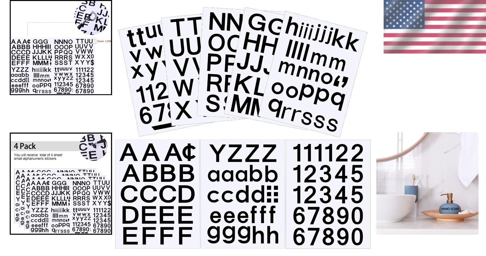 Durable 8-Sheet Black Vinyl Letter Stickers: UV and Weatherproof for Lasting Use