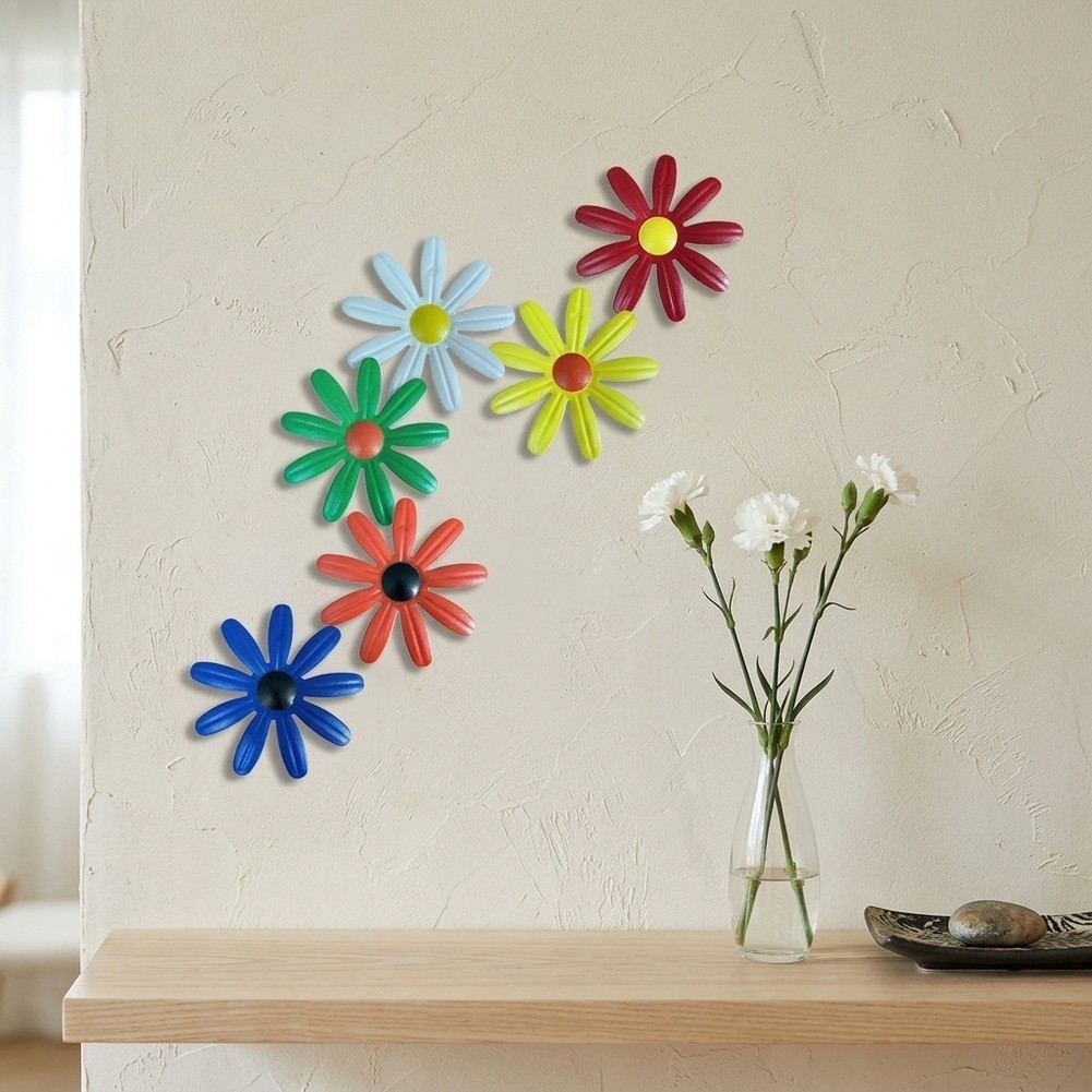 6pcs Iron Flower Wall Art Set Sturdy Metal for Garden Living Room Decoration