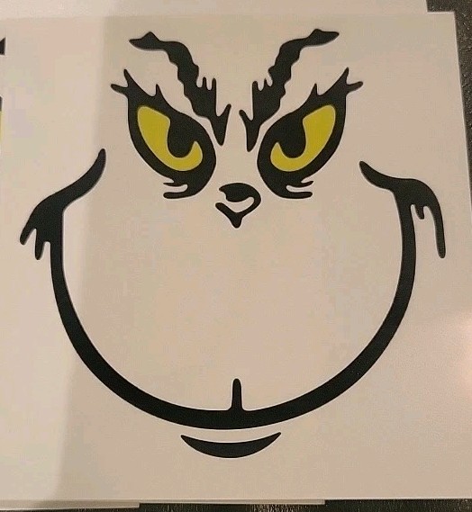 Grinch Decals – Medium – 3×3" – Lot Of 5 – Green & Yellow Eyes