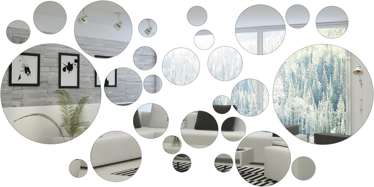 Versatile 32-Piece Mirror Decal Set for Living Room and Playroom Decor